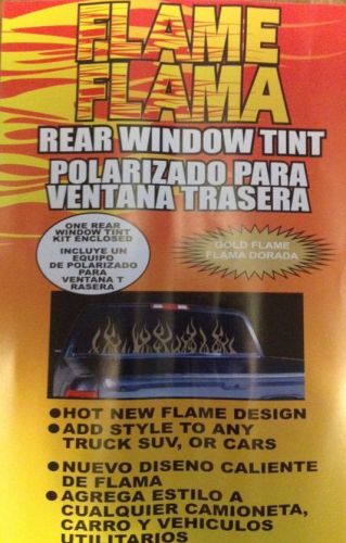 Gold flame car truck suv rear back window tinted tint dark film 20&#034;x64&#034; roll