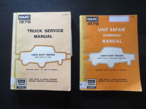 1978 gmc light duty trucks service &amp; unit repair manuals 1500 thru 3500 + jimmy