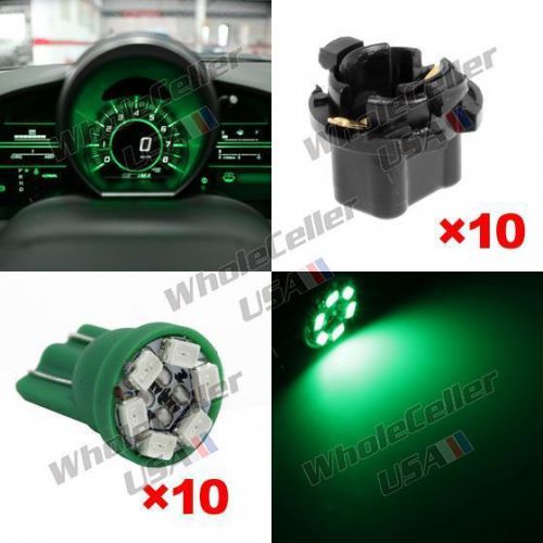 10 pcs green 6-led t10 pc168 instrument panel cluster led bulb 2496279 sockets