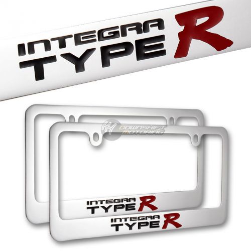 2pcs acura integra type r chrome license plate frame hand painted engraved new!!