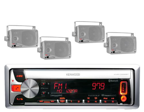 Kmr-d562bt marine boat bluetooth ipod cd radio stereo 4 silver 200w box speakers