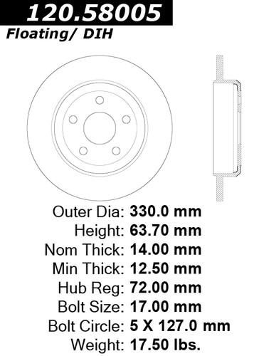 Centric 120.58005 rear brake rotor/disc-premium rotor-preferred