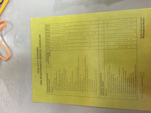 1984 jeep cj7, scrambler maintenance specifications chart