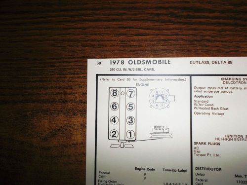 1978 oldsmobile olds eight series models 260 ci v8 2bbl tune up chart