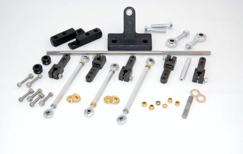 Sb chevy tunnel ram 2x4 linkage kit dual quad 350 383 406 small block cheyv