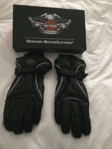 Harley-davidson leather ladies black gloves new