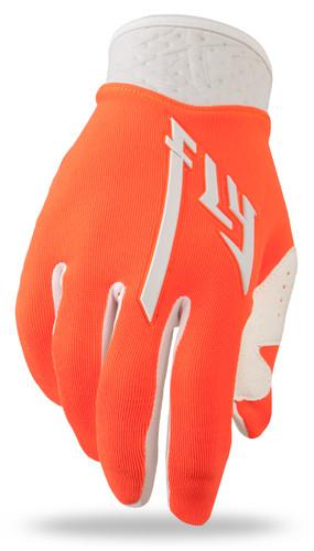 Fly racing pro lite gloves, motocross - orange/white - yl (youth large)