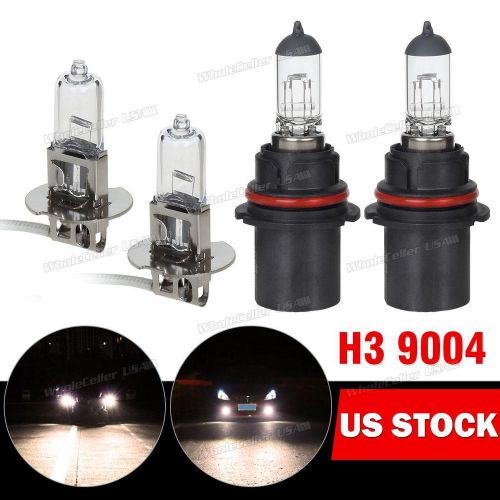 4pcs h3 fog driving light &amp; 9004 hb1 high low beam headlight halogen bulb