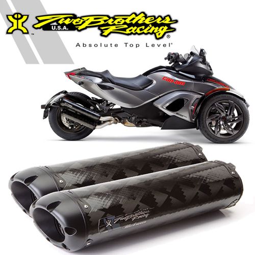 Two brothers dual carbon black series slip-on exhaust 2013 2014 can-am spyder r