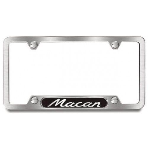 New genuine porsche macan license plate frame brushed stainless + warranty