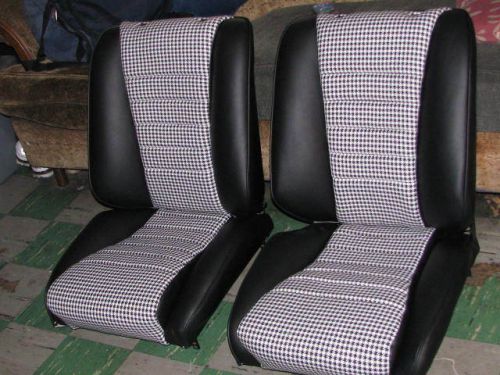 Porsche 911 1965-73 seat kit blk/wht hound tooth  german vinyl kit new beautiful