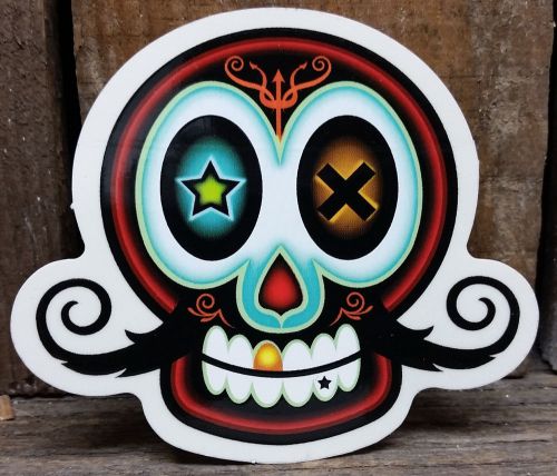 Sugar skull decal hot rod retro vtg gasser racing roadster rat fink sticker