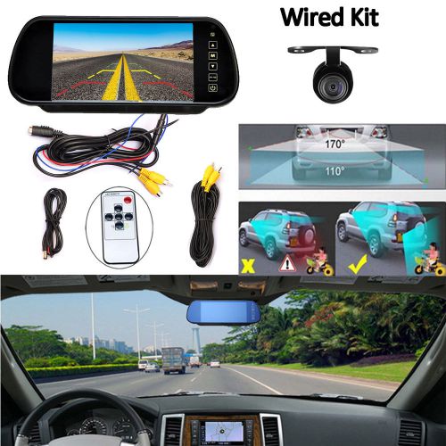 Hd 7&#034; tft lcd car rear view mirror monitor + backup camera parking reversing kit