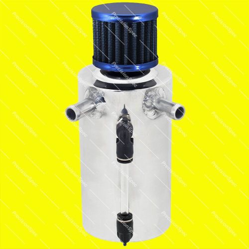 0.5l polished oil breather tank catch can reservoir 13mm 1/2 inlet + blue filter