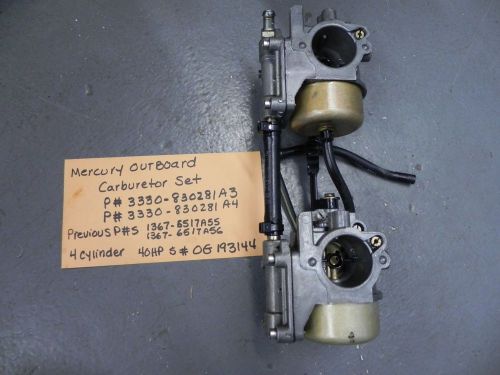 Mercury mariner outboard carburetor set p#&#039;s 3330-830281a3 and 3330-830281a4