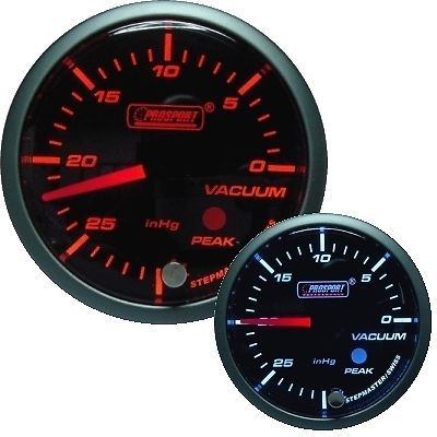 Prosport 60mm premier amber red &amp; super white led vacuum gauge inhg