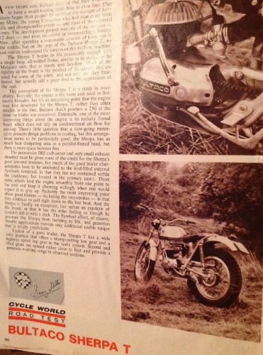 3 pages each road/trials  test report 1967&amp;1971 bultaco sherpa t 250 trials