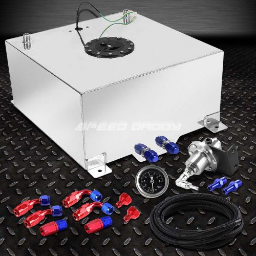 15 gallon/57l aluminum fuel cell tank+feed line kit+pressure regulator silver