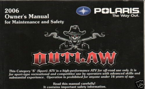 2006 polaris atv 4 wheeler outlaw owners manual