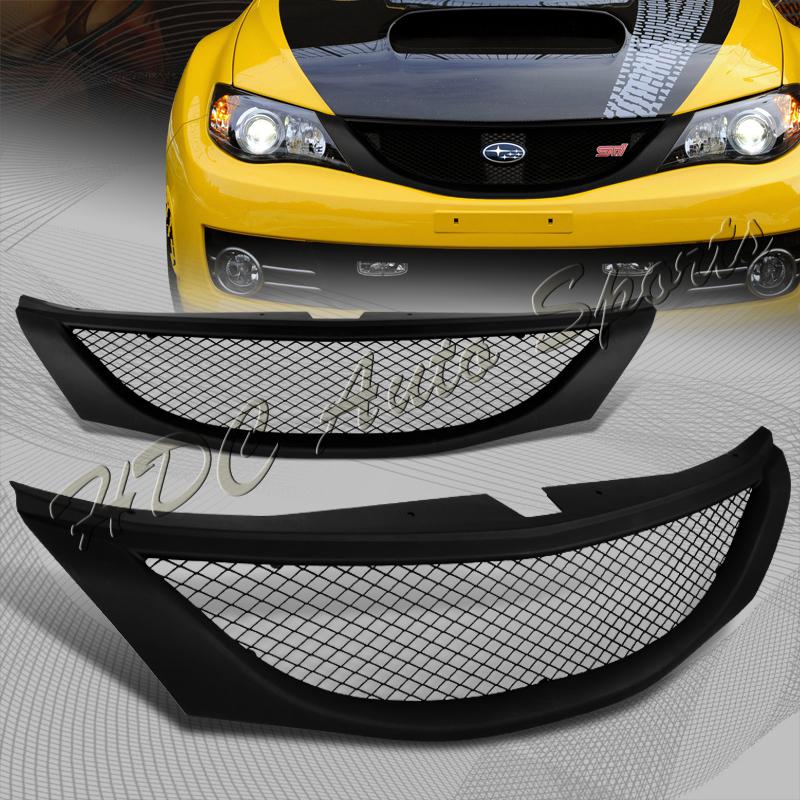 08-09 impreza wrx racing sport front hood jdm black mesh style grill grille