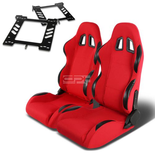 Type-4 racing seat red pvc+silder/rail+for 93-98 vw golf/gti mk3 bracket x2