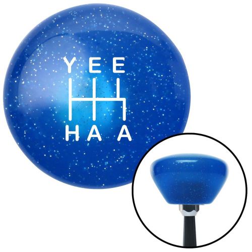 White yeehaa 5 speed blue retro metal flake shift knob with m16 x 1.5 insertoe