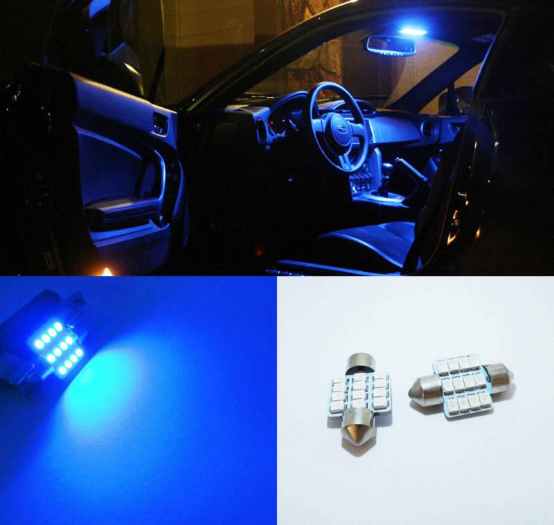 2x blue led bulb 31mm festoon 12smd dome map super bright light lamp