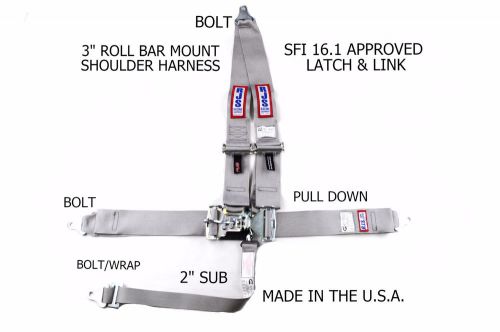 Rjs sfi 16.1 latch &amp; link bolt in harness belt v roll bar mount red 1125407