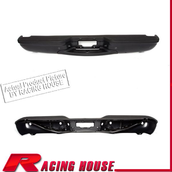 Rear step bumper steel bar 00-05 ford excursion xlt limited black w/sensor pad