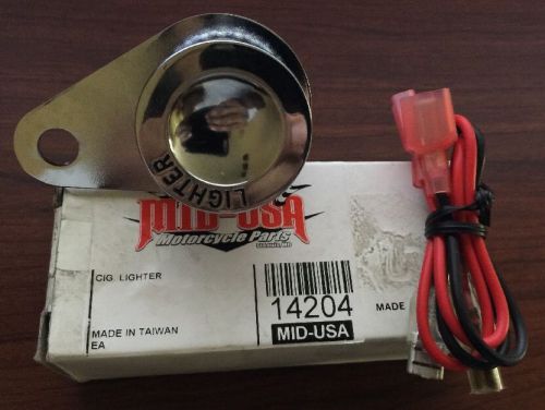 Nos chrome push &amp; pop cigarette  lighter adapter kit/ bracket for harley