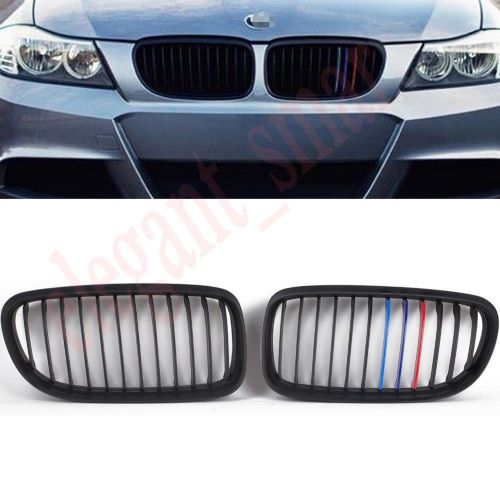 ///m color matte black kidney front grille for bmw e90 e91 m3 3serie 4door 09-11