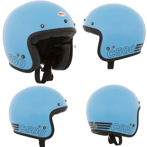 Bell helmet custom 500 retro blue 2xlarge adult motorcycle open face