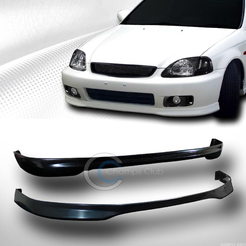 Blk tr poly-urethane front+rear spoiler bumper lip kit 99-00 honda civic 3dr ek9