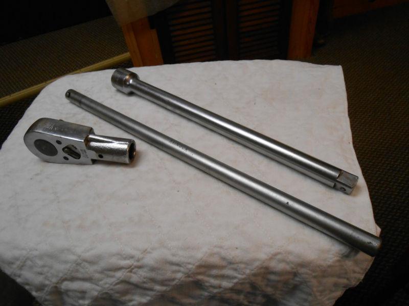 Vtg. snap on 3/4" ratchet l72t,  handle l72h, & snap on extension 3/4" l122 16"