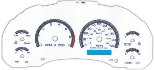 White face gauge 1998-2002 chevrolet s10, s10 blazer gmc sonoma, jimmy