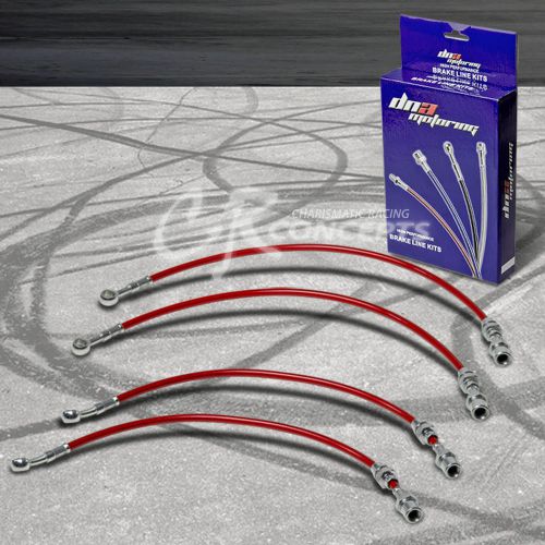 Performance stainless steel braided brake line for 89-94 maxima j30 w/abs red