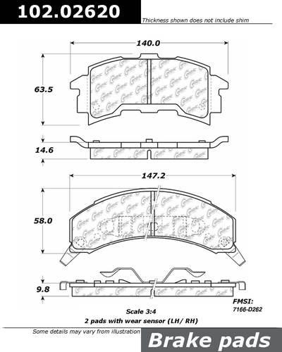 Centric 102.02620 brake pad or shoe, rear-c-tek metallic brake pads-preferred