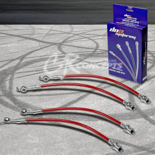 High performance stainless steel braided brake line 01-05 lexus is300 2jz red