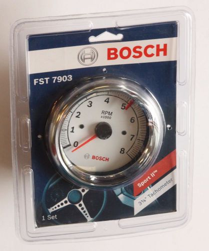 New bosch 3 3/8&#034; sport ii tachometer white chrome fst 7903