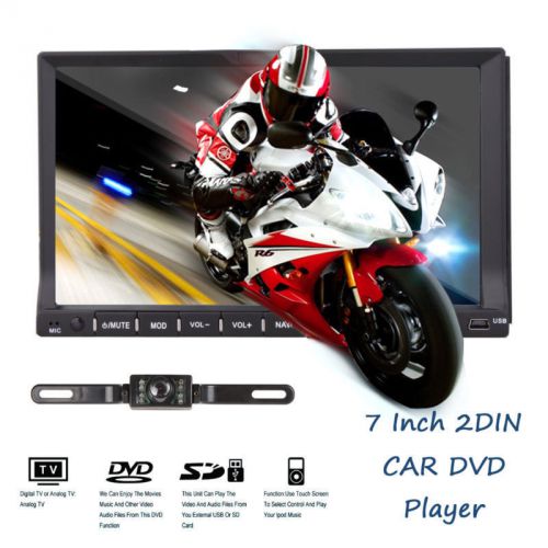 7&#034; touch screen double 2 din car no gps stereo dvd player bt usb/sd radio+camera