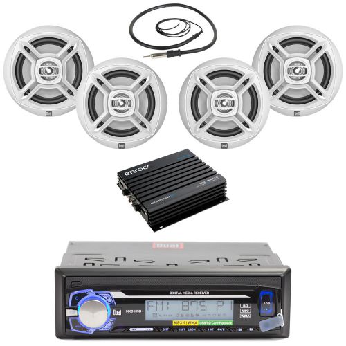 Black 6.5&#034; marine speakers, dual usb sd mp3 marine aux radio, antenna, amplifier