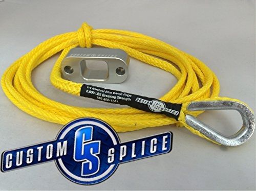 Custom splice pullzall synthetic winch rope conversion kit. (yellow rope with