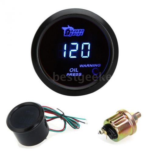 2&#034; 52mm 120psi auto car digital blue led oil pressure press gauge + sensor j6x6