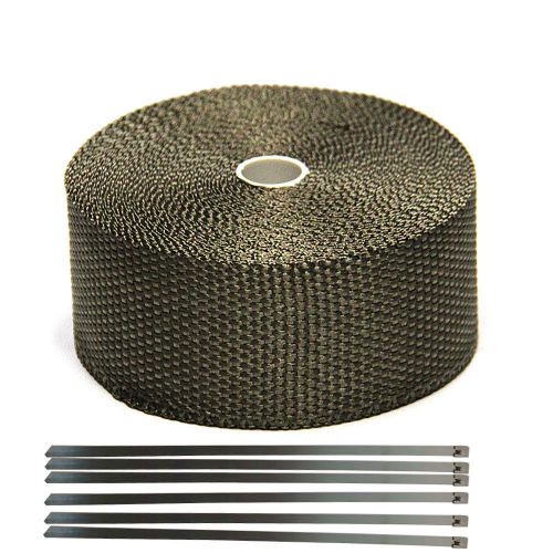 Titanium exhaust/header heat wrap, 2&#034; x 33&#039; roll with stainless ties kit