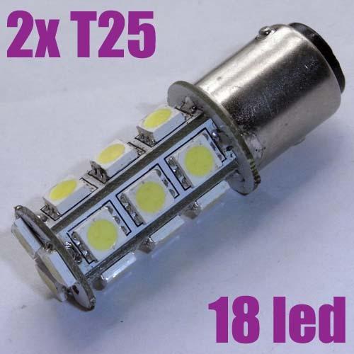 2x t25 1157 18 led car turn signal light bulbs white