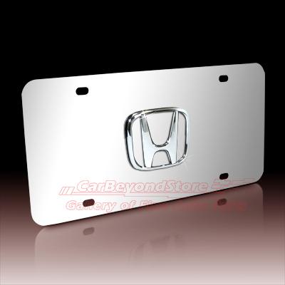 Honda 3d chrome logo chrome stainless steel license plate, lifetime warranty