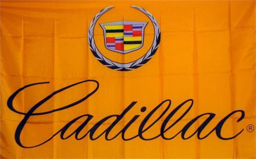 Premium polyester gold cadillac 3&#039; x 5&#039; dealer flag banner