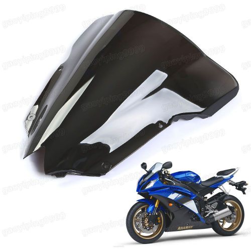 1pcs black abs double bubble windscreen windshield for yamaha yzfr6 2008-2014