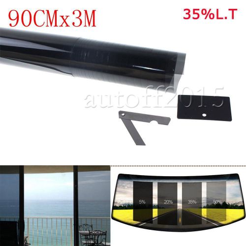 2ply 35&#034; x 10ft 35% vlt black car home glass window tint tinting film vinyl roll