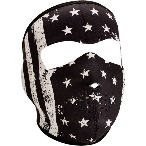 Zan headgear black &amp; white vintage flag neoprene full face riding mask